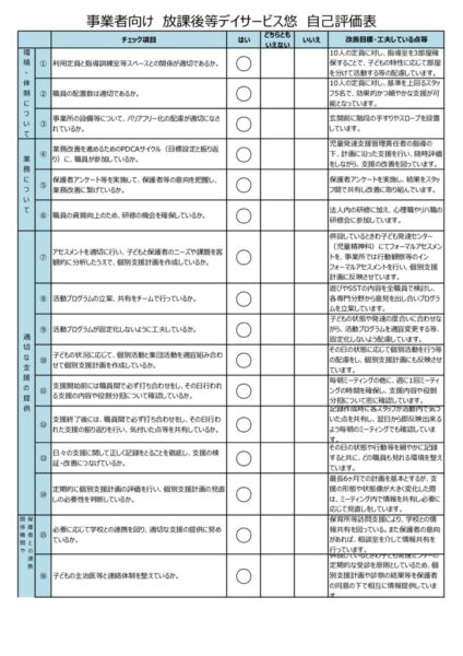 事業所向け施設自己評価表2021_悠