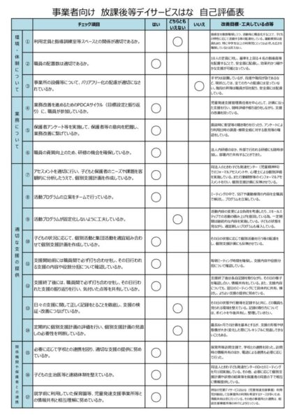 はなガイドライン事業所自己評価表2023