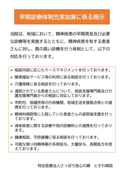 早期診療体制充実加算に係る掲示